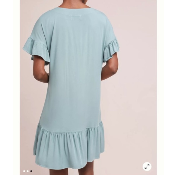 Anthropologie Michael Stars Ruffled Hem Lace Up Flounce Blue Dress size XS - Picture 3 of 11